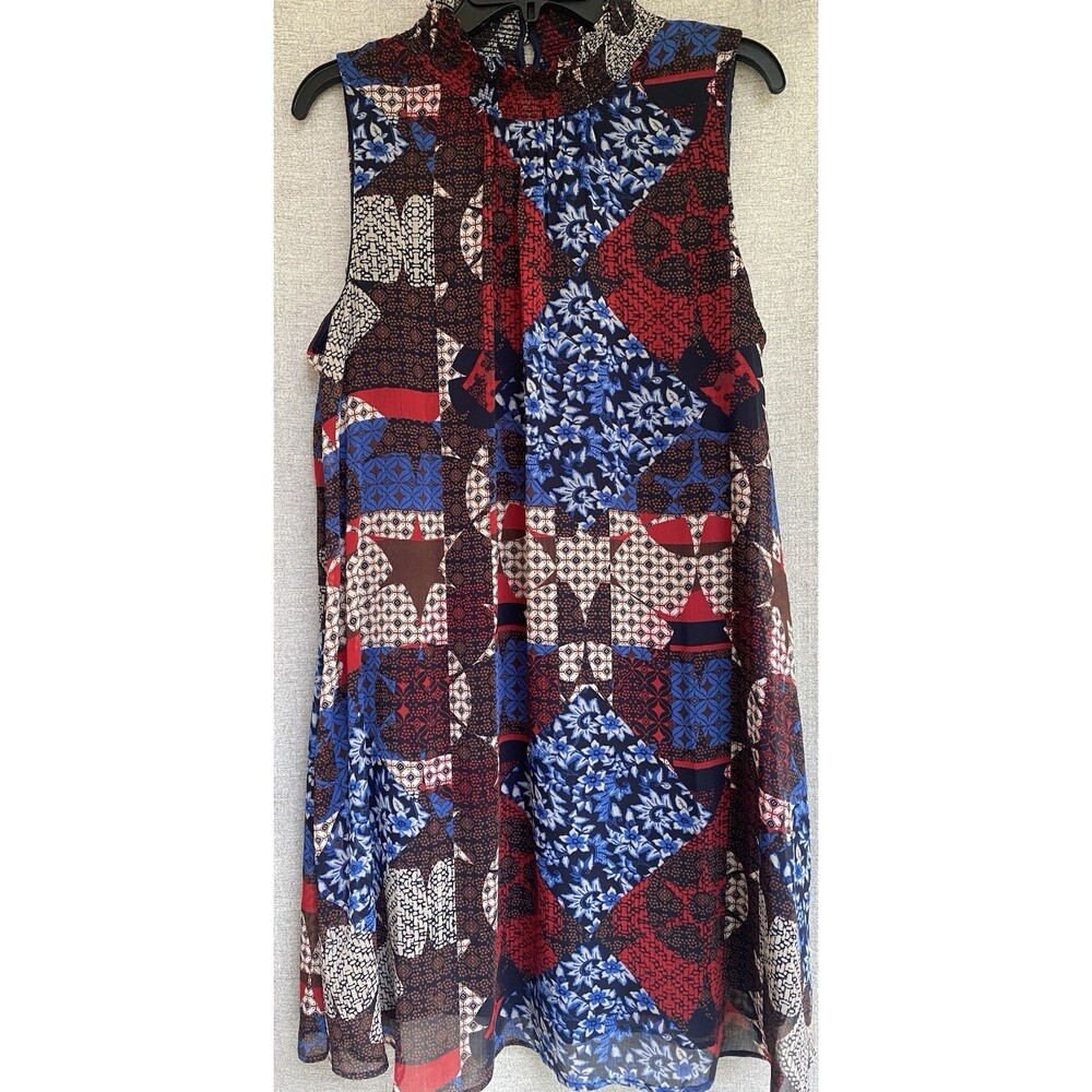 Tommy Hilfiger Womens 14 Patchwork Plaid Fit & Flare Sun Dress Multicolor